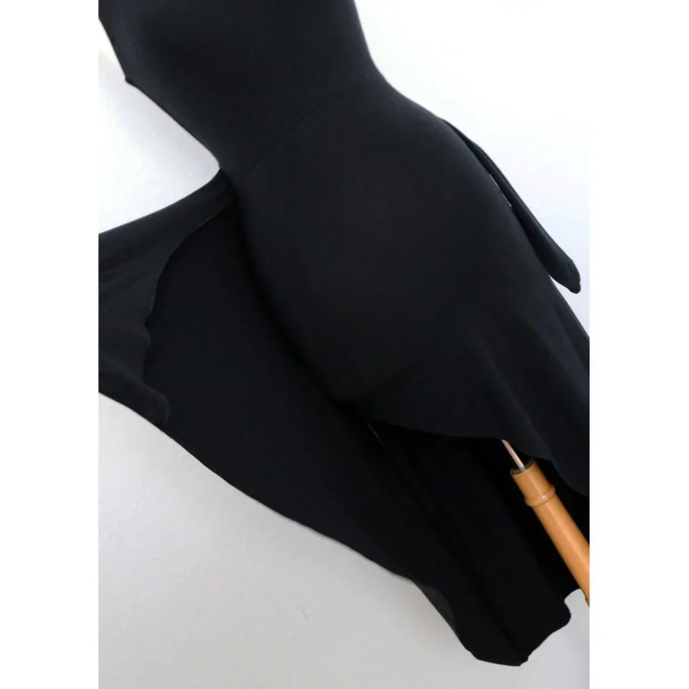 Aritzia Wilfred Saturn Midi Dress Black Square Neck Soft Stretchy Midi Wrap XS - Picture 11 of 12